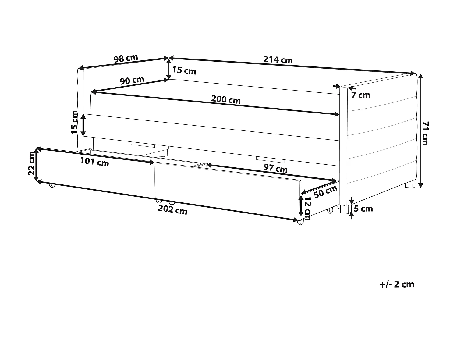 Bedbank met opbergruimte Fluweel MARRAY 90 x 200 cm Gebroken wit