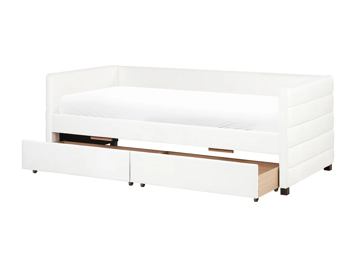 Tagesbett mit Stauraum Samtstoff MARRAY 90 x 200 cm Cremeweiss