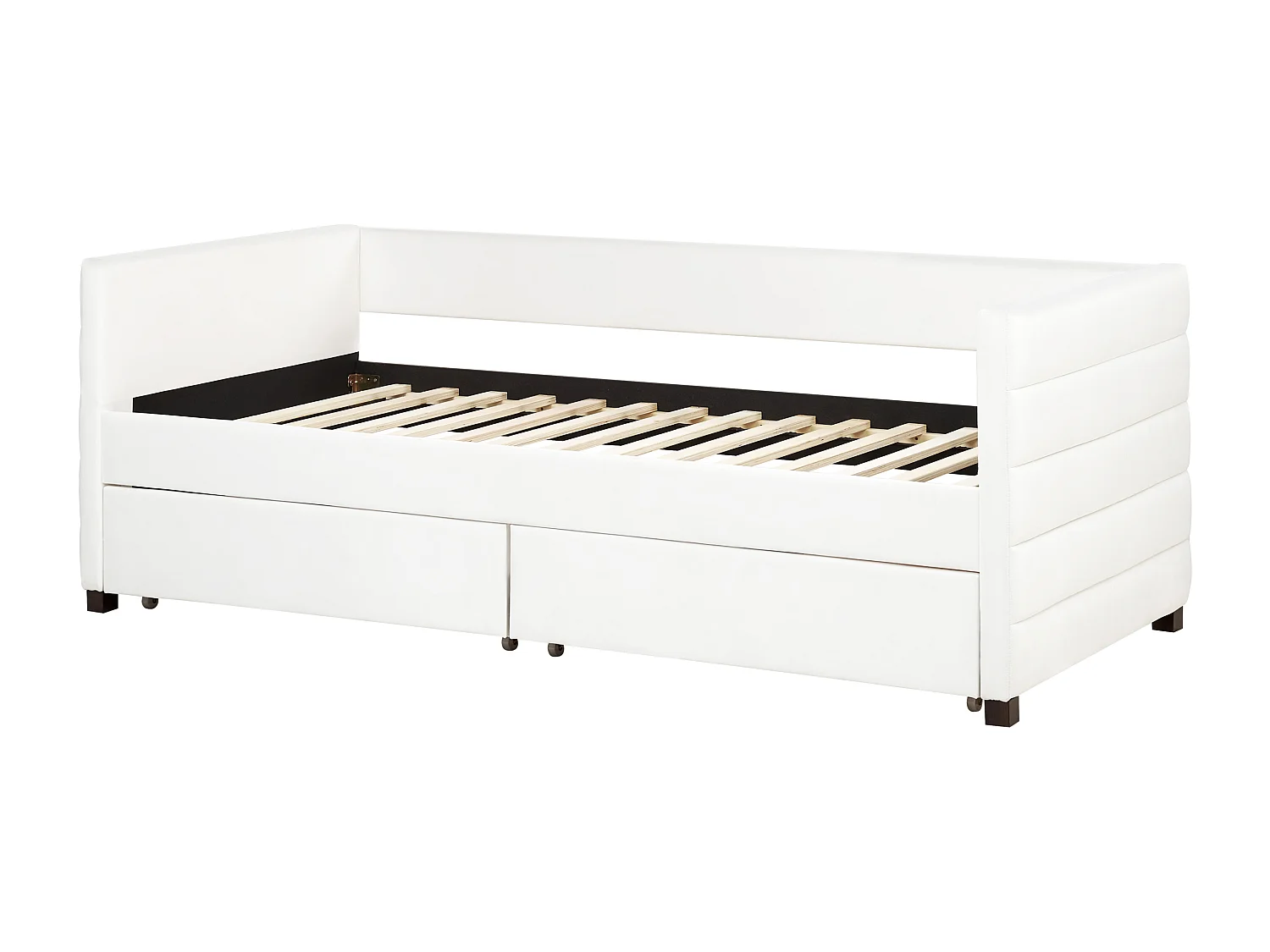 Tagesbett mit Stauraum Samtstoff MARRAY 90 x 200 cm Cremeweiss