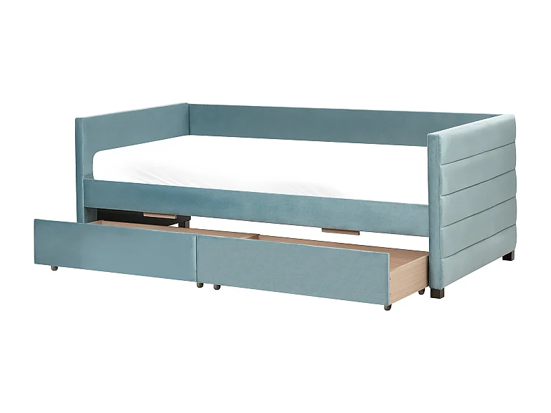 Tagesbett mit Stauraum Samtstoff MARRAY 90 x 200 cm Mintgrün