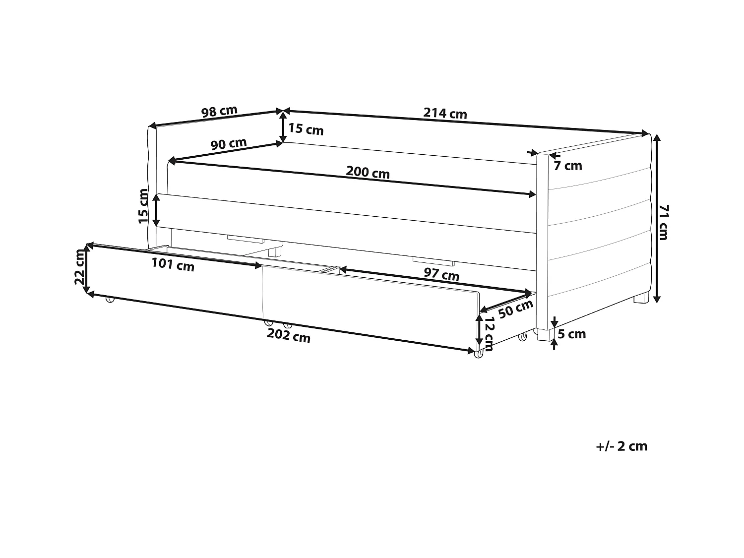 Lit de jour avec rangement Velours MARRAY 90 x 200 cm Vert menthe