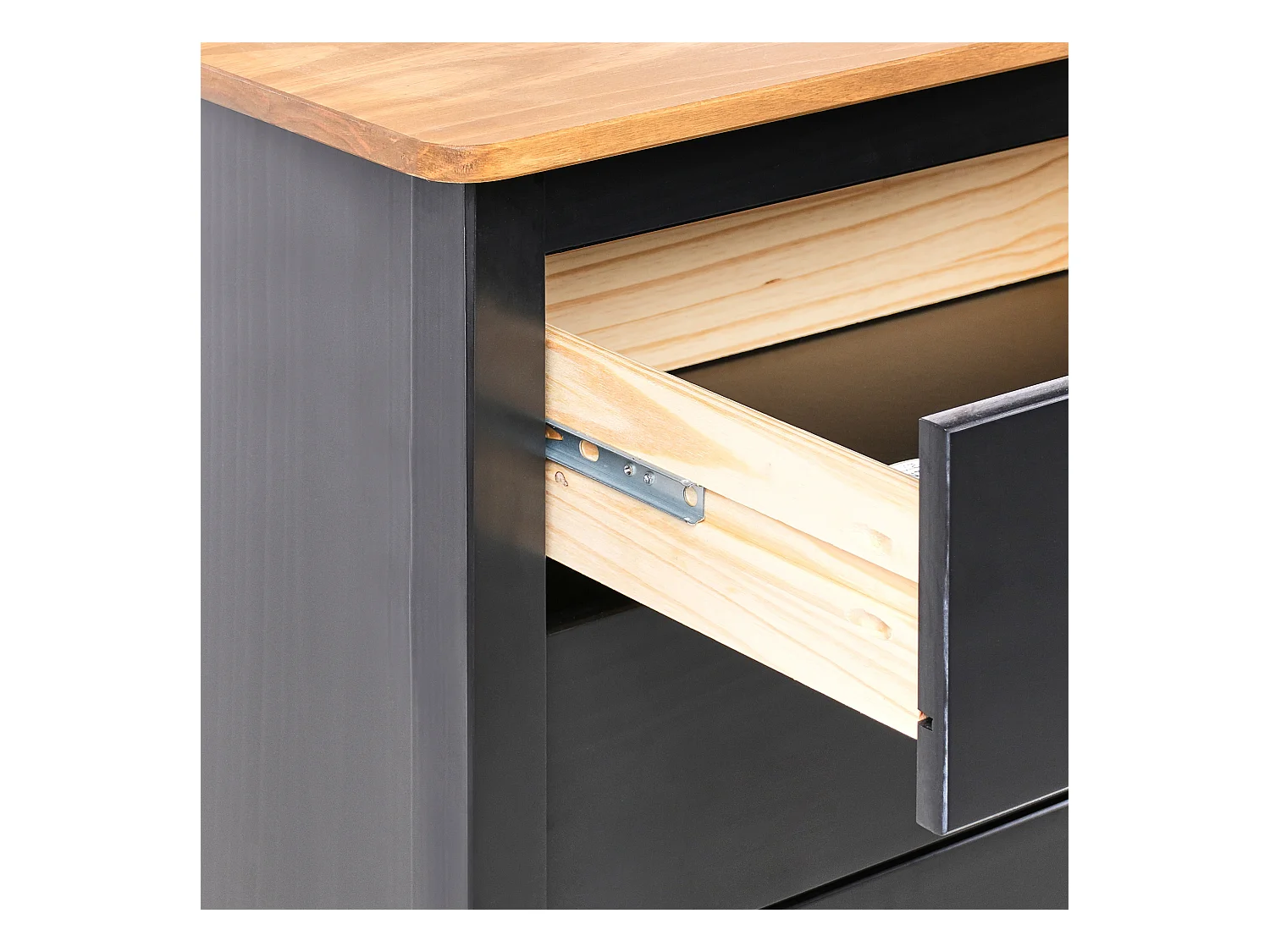 Kommode mit 5 Schubladen Kiefernholz schwarz / hellbraun Skandi-Stil Shillington