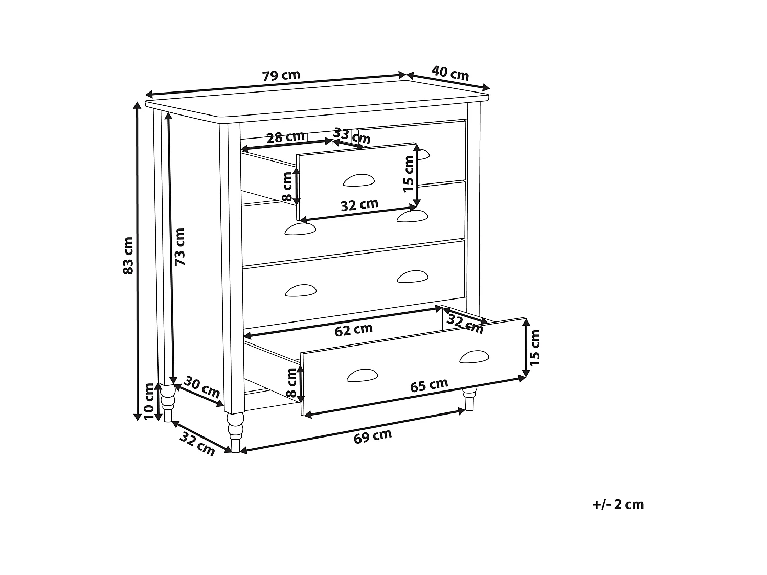 Commode à 5 tiroirs SHILLINGTON Bois de pin Noir
