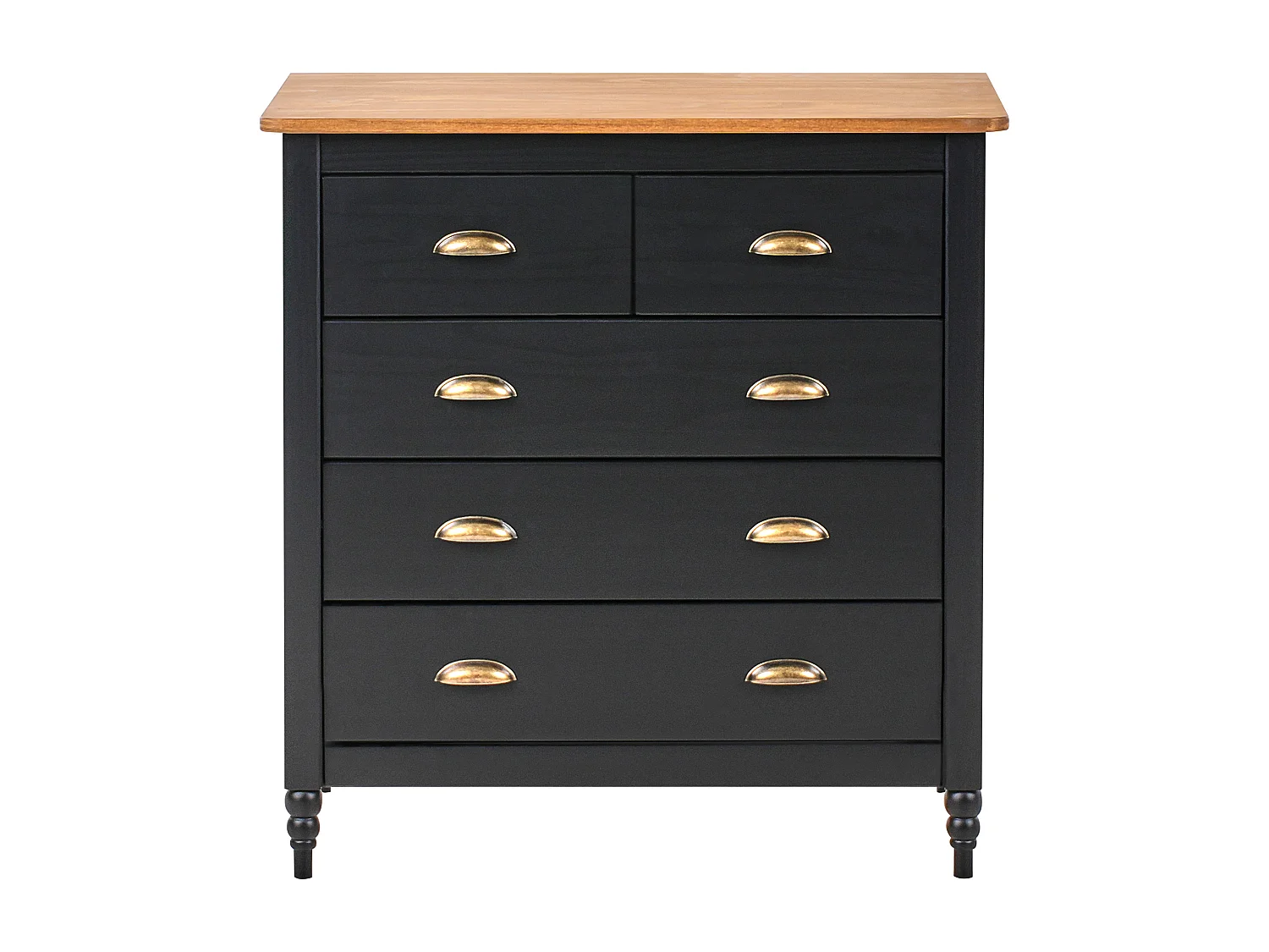 Cómoda 5 gavetas SHILLINGTON Pinho Preto