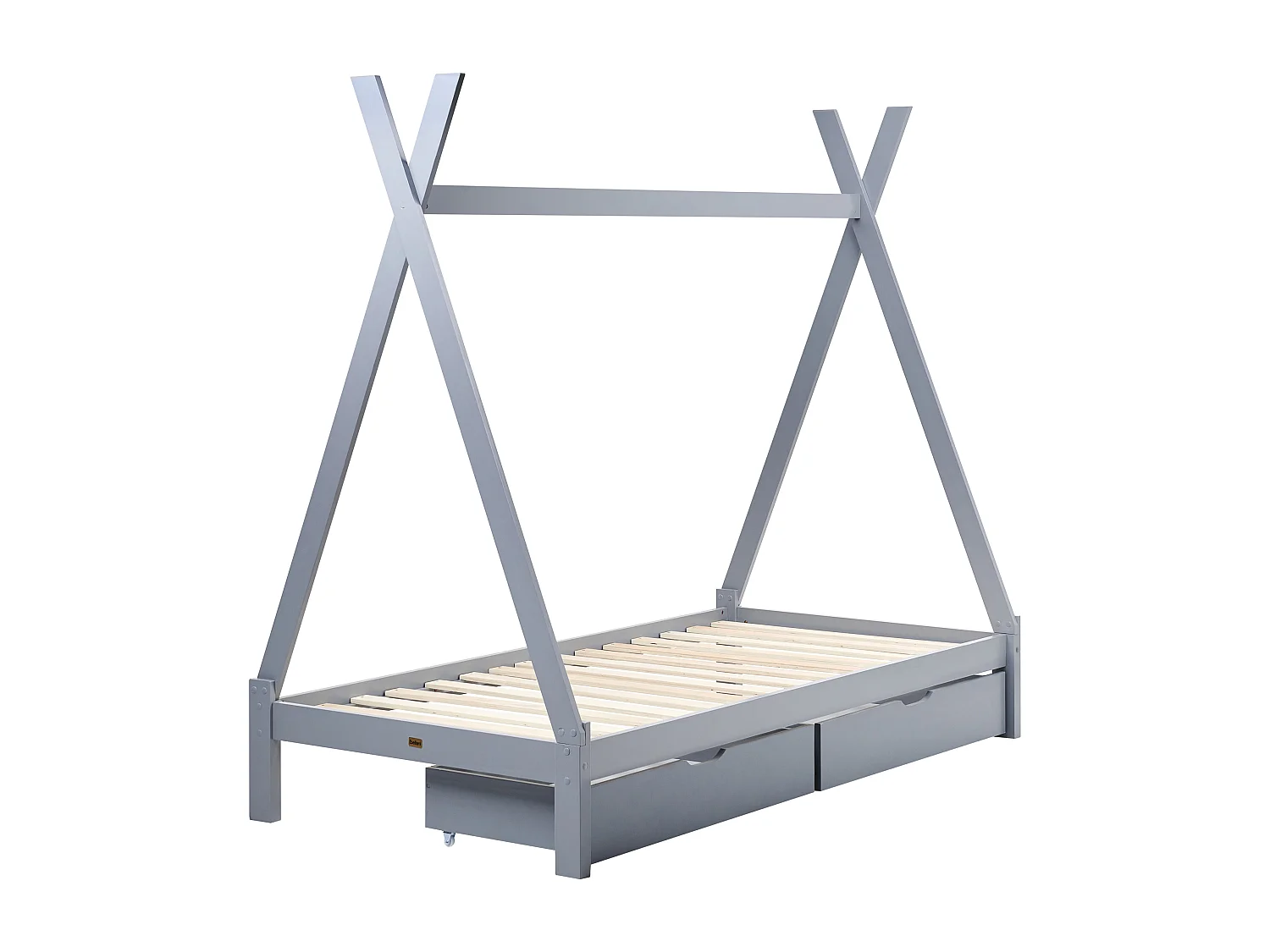 Lit à tiroirs pour enfants Tipi Bois de pin DEVAY 90 x 200 cm Gris