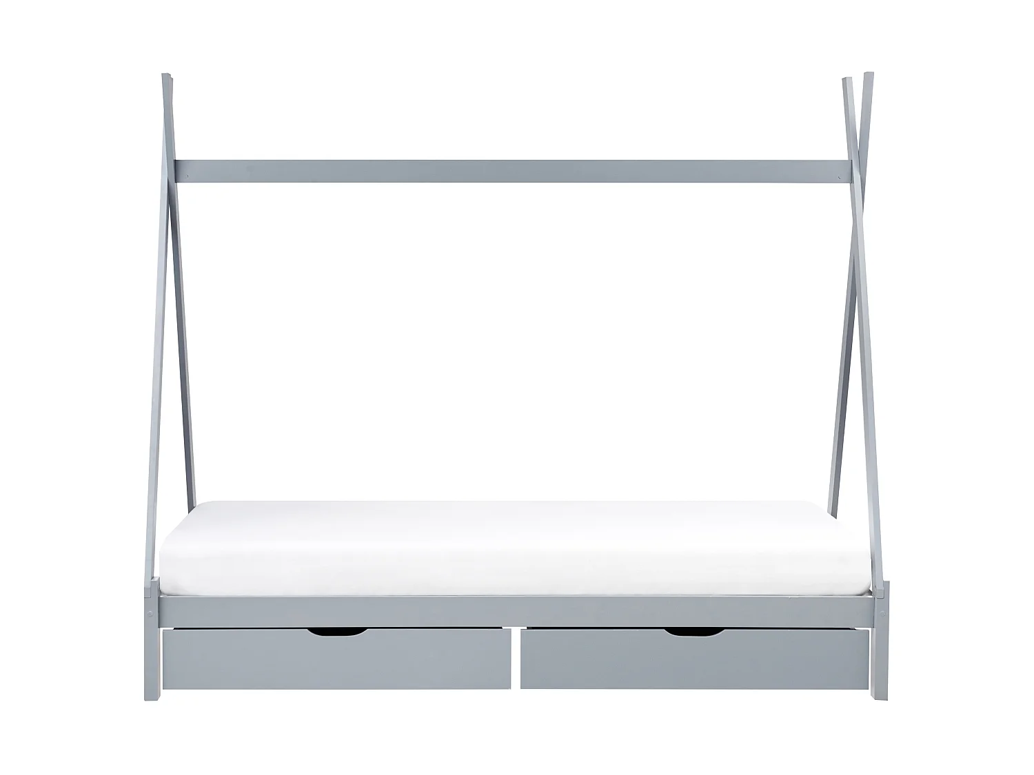 Kids Bed with Drawers Teepee Pine Wood DEVAY 90 x 200 cm (EU Single) Grey