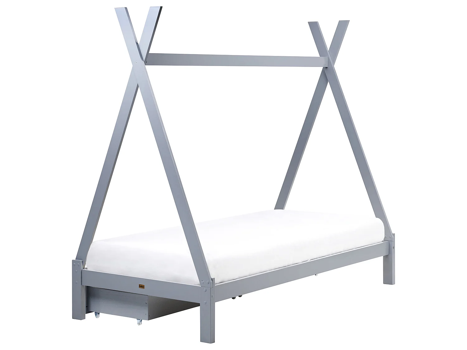 Kids Bed with Drawers Teepee Pine Wood DEVAY 90 x 200 cm (EU Single) Grey