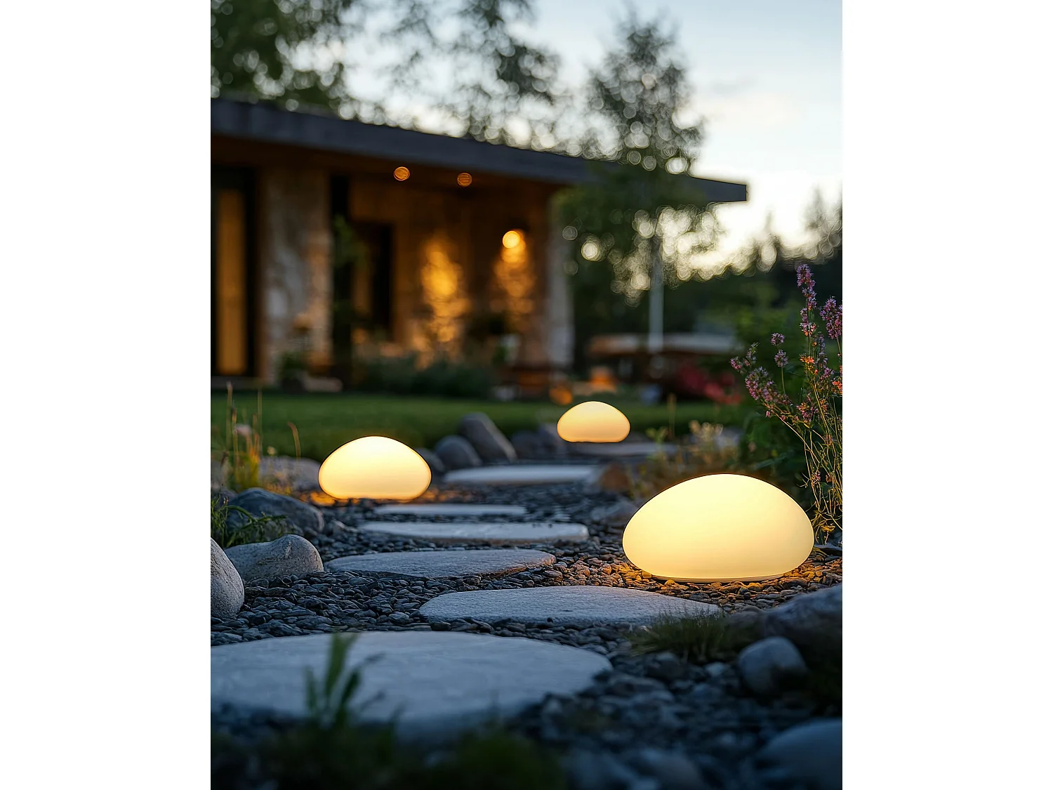 Lot de 3 lampes décoratives d'extérieur LED FARALLON Avec télécommande Blanc