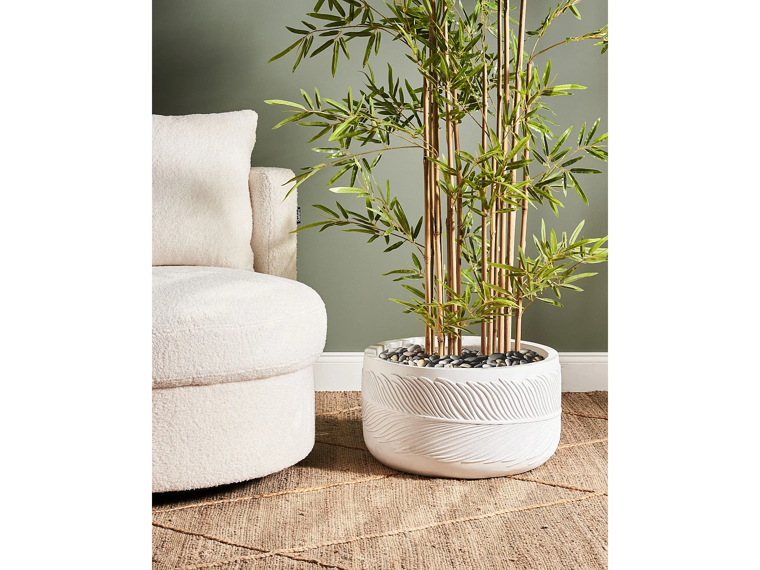 Cache-pot FTERO 43 cm Blanc cassé