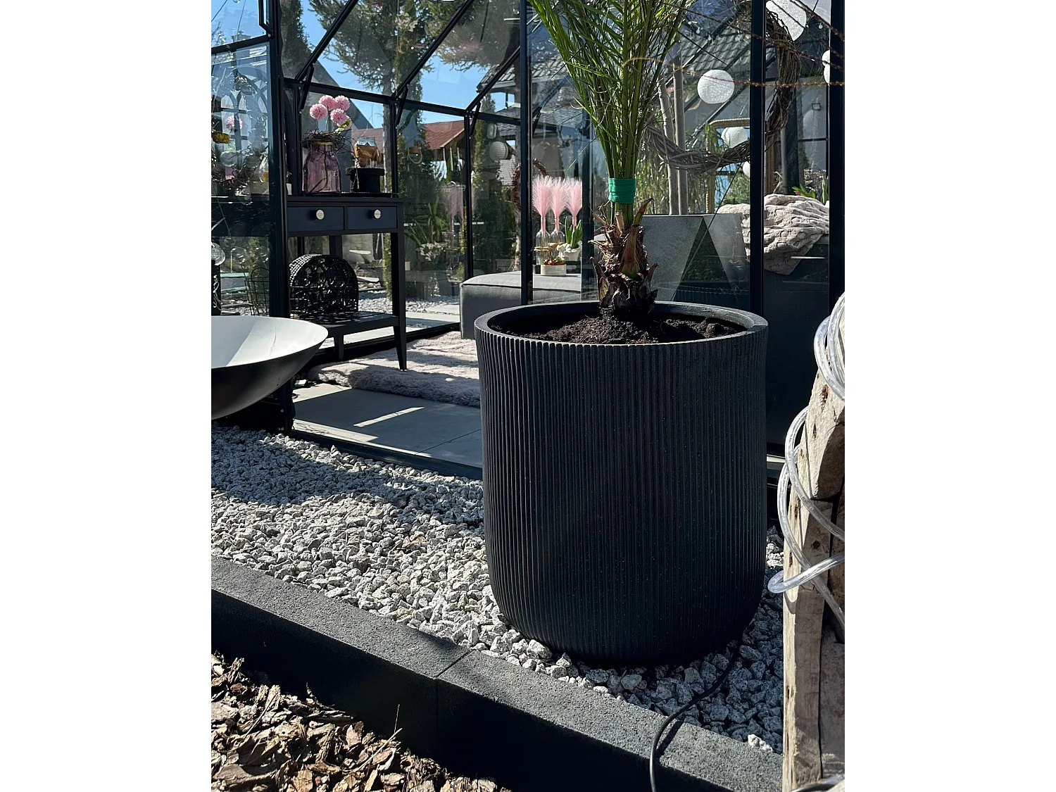 Blumenkübel OREOI Keramik 55 cm Graphitgrau