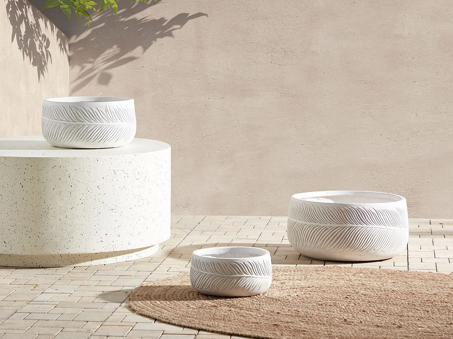 Cache-pot FTERO 25 cm Blanc cassé