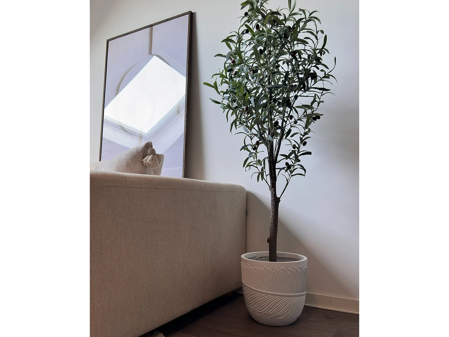 Cache-pot FTERO Céramique 28 cm Blanc cassé