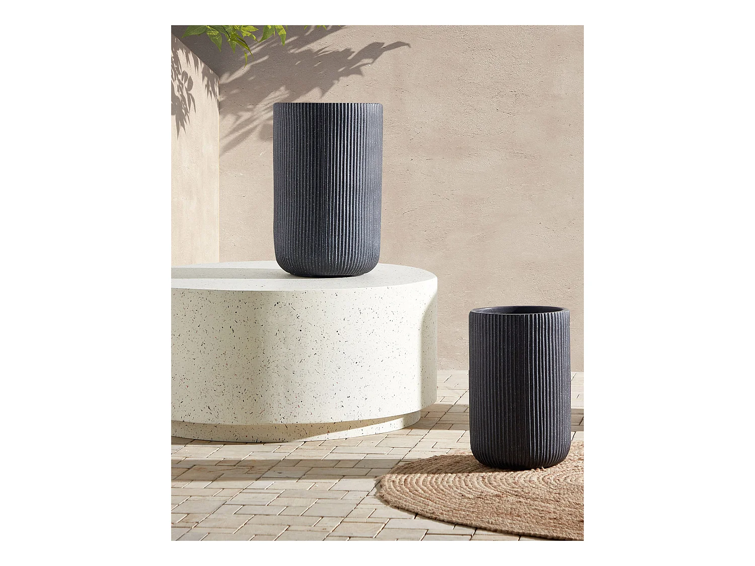 Blumenkübel EANTIO Keramik 30 cm Schwarz