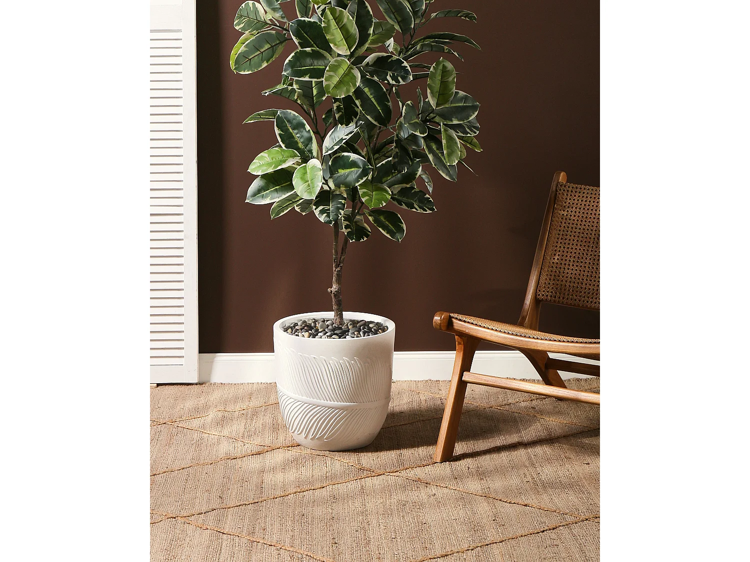 Cache-pot FTERO 35 cm Blanc cassé