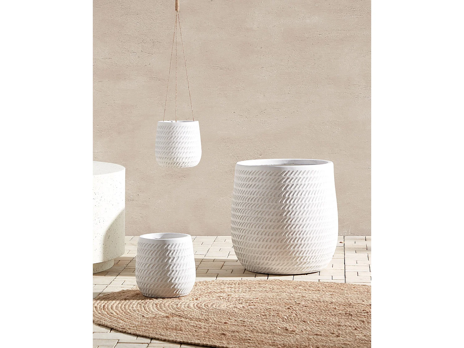 Cache-pot LIVADIA 39 cm Blanc cassé