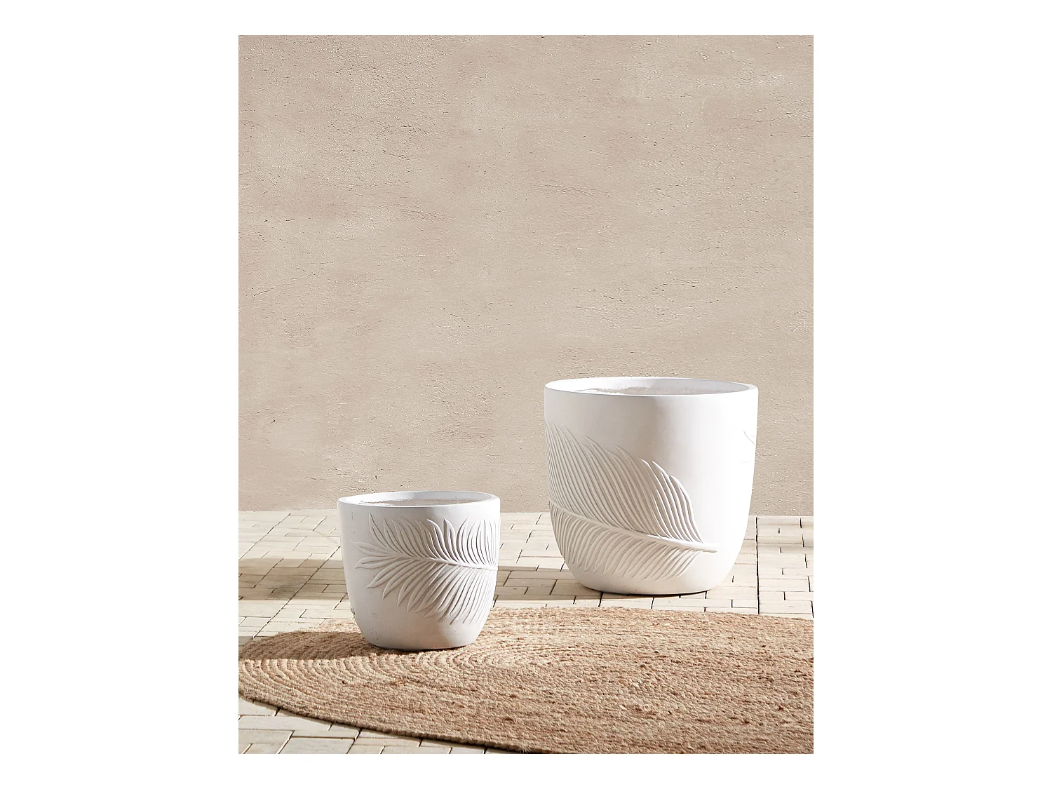 Cache-pot FTERO 42 cm Blanc cassé