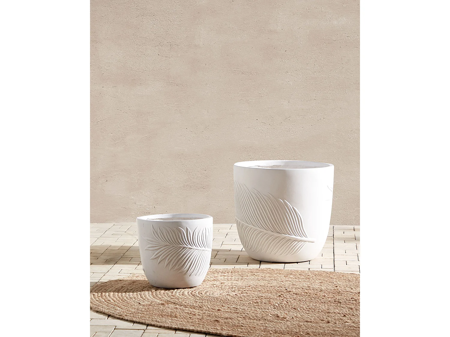 Maceta FTERO Cerámica 42 cm Blanco crema
