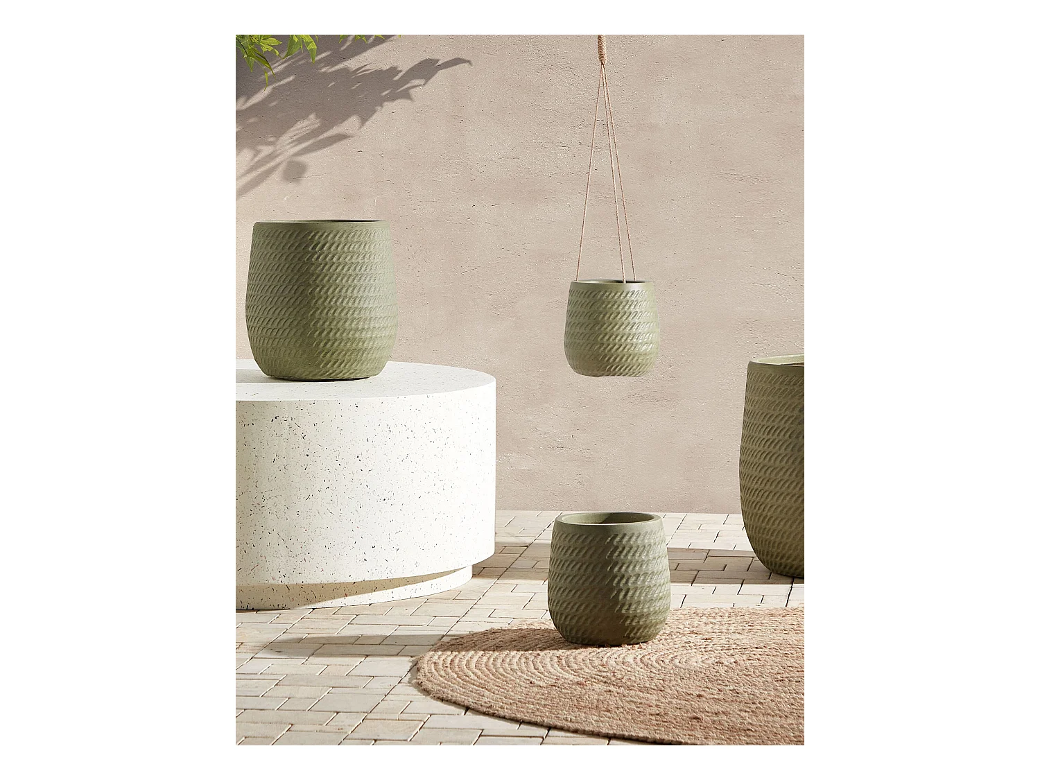 Blumenkübel LIVADIA Stein 20 cm Olivgrün