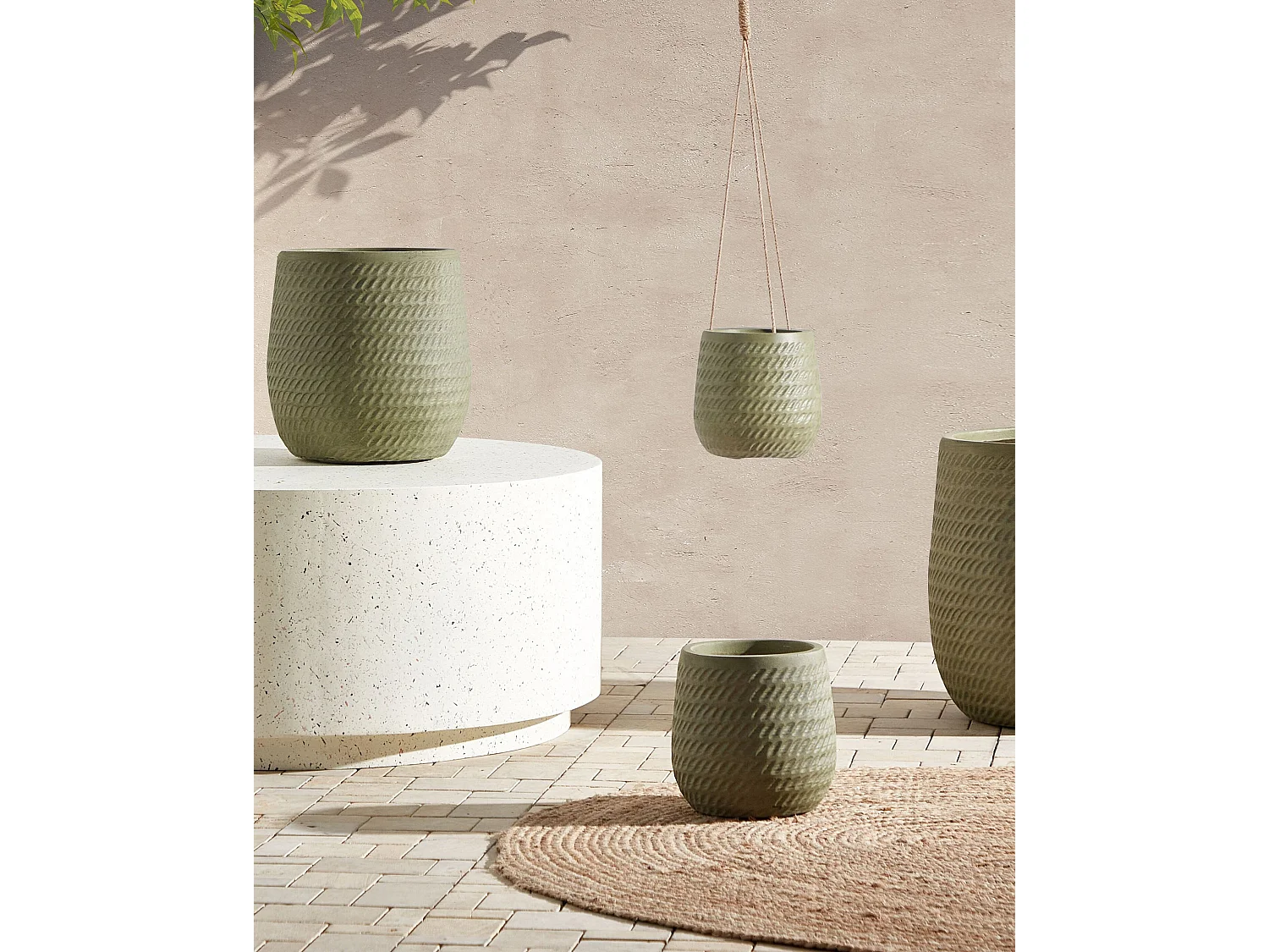 Blumenkübel LIVADIA Stein 20 cm Olivgrün