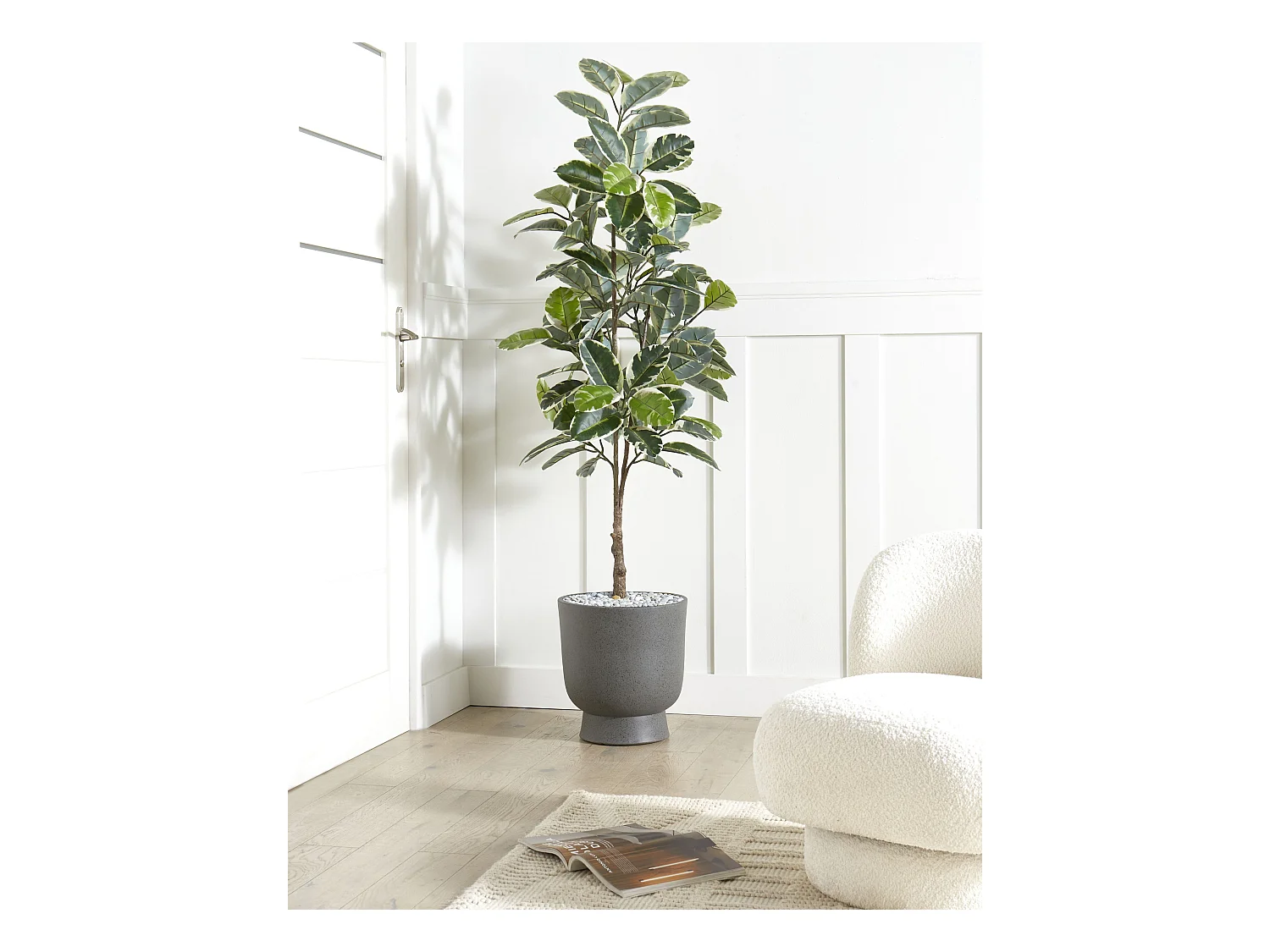 Cache-pot GINKGO 36 cm Effet béton gris