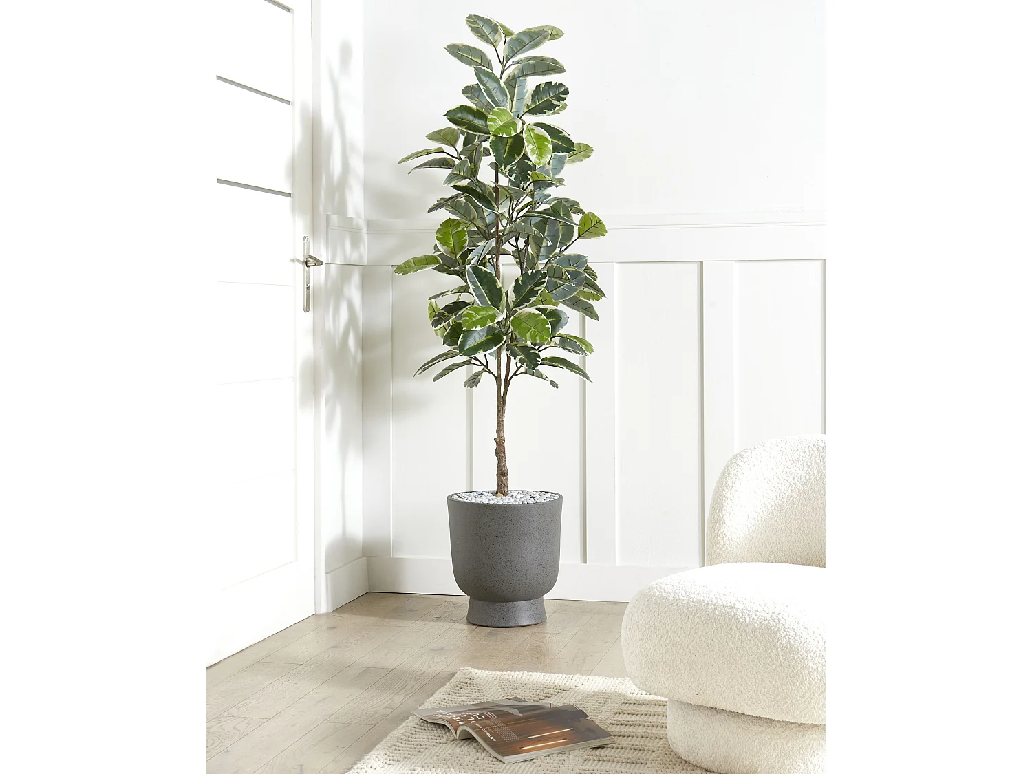 Cache-pot GINKGO 36 cm Effet béton gris