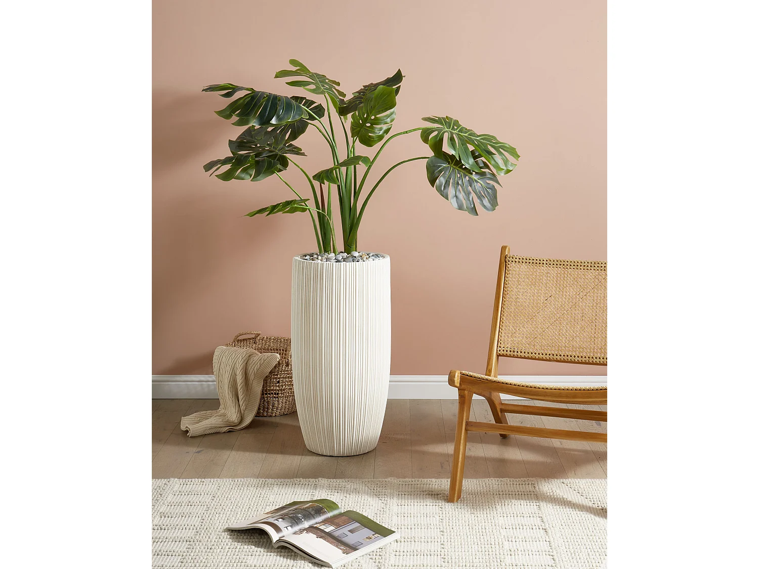 Cache-pot ZELKOVA 35 cm Beige clair