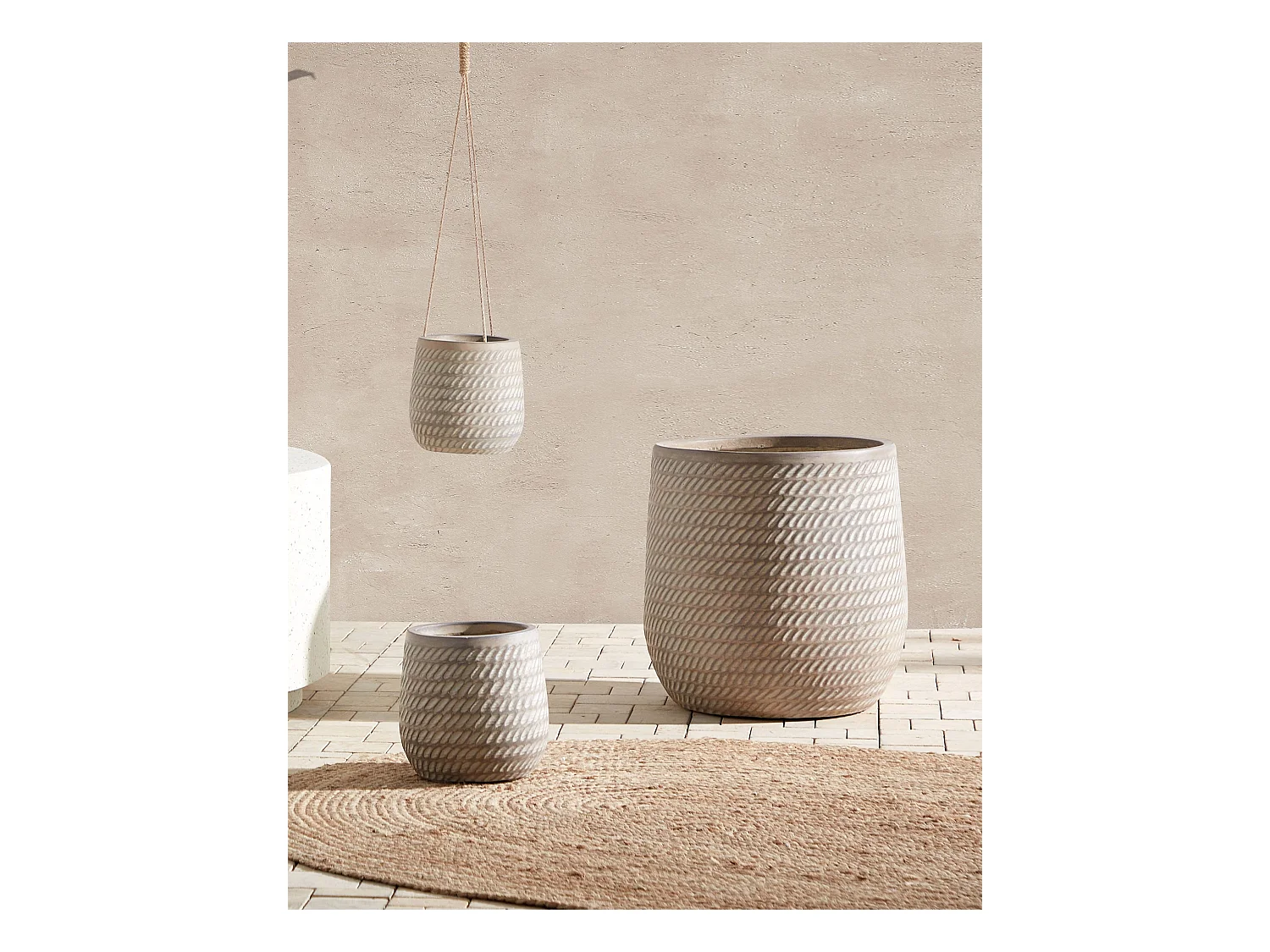 Blumenkübel LIVADIA Stein 39 cm Taupe