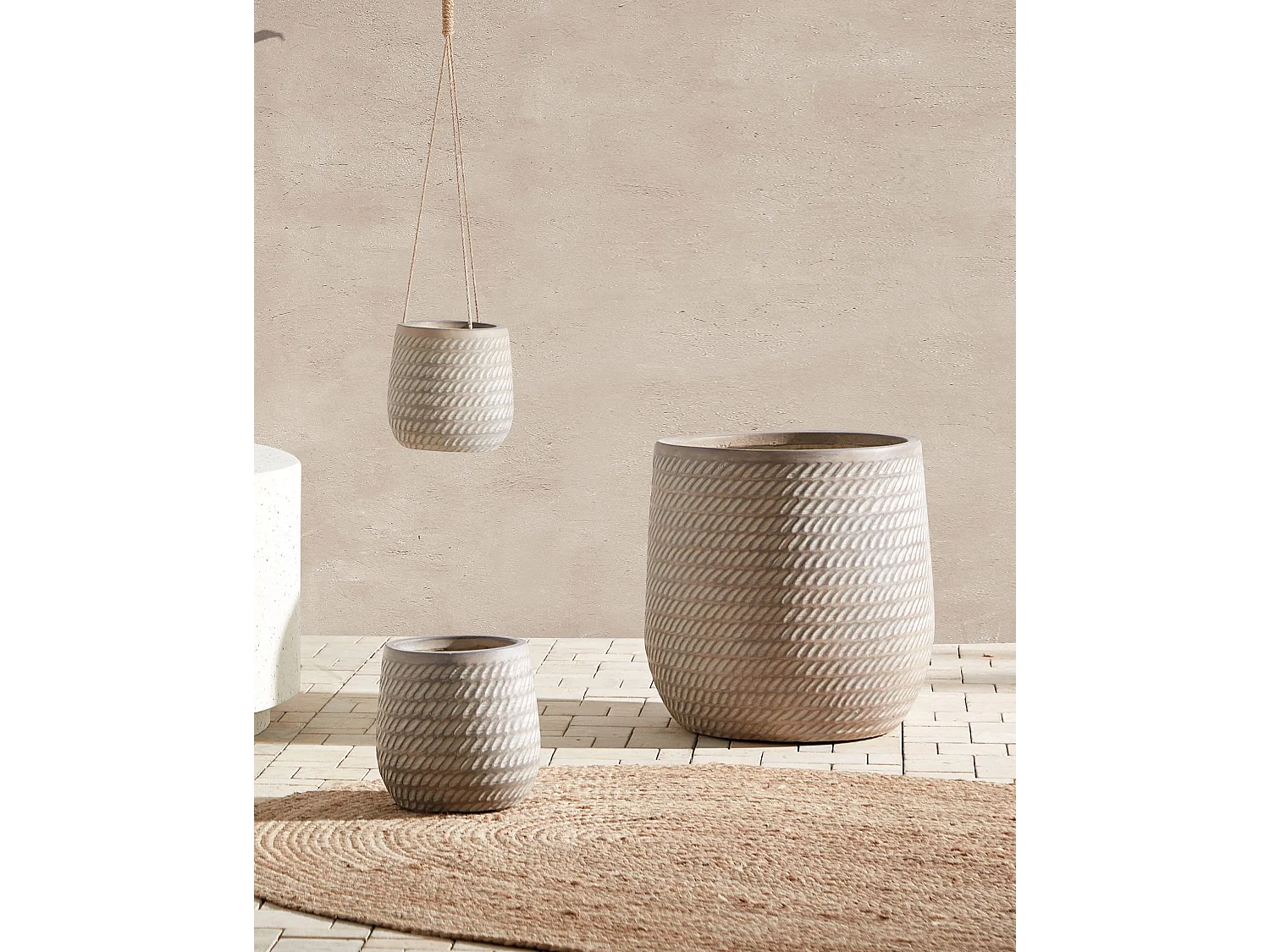 Maceta LIVADIA Piedra 39 cm Gris pardo