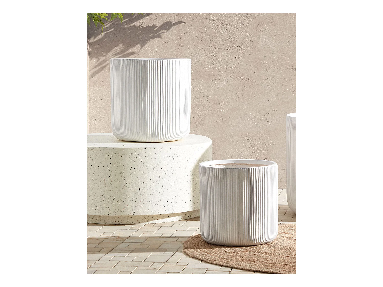 Blumenkübel OREOI Keramik 37 cm Cremeweiss