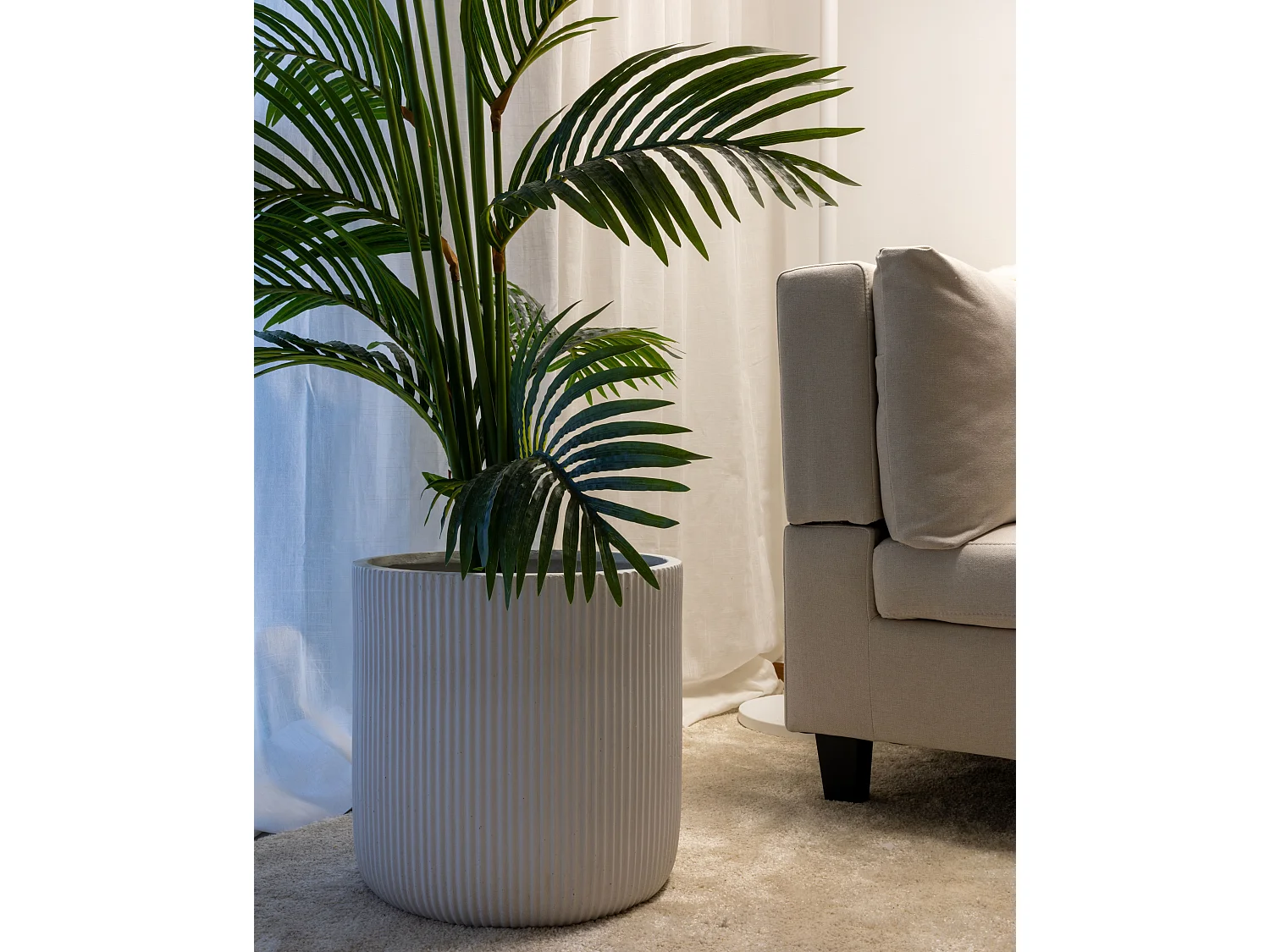 Blumenkübel OREOI Keramik 37 cm Cremeweiss