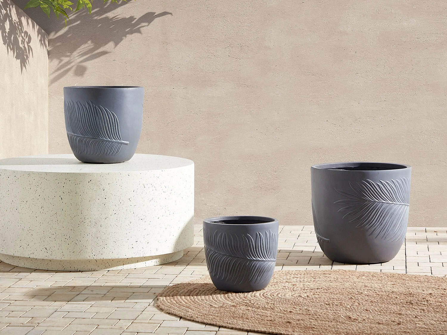 Cache-pot FTERO Céramique 35 cm Gris