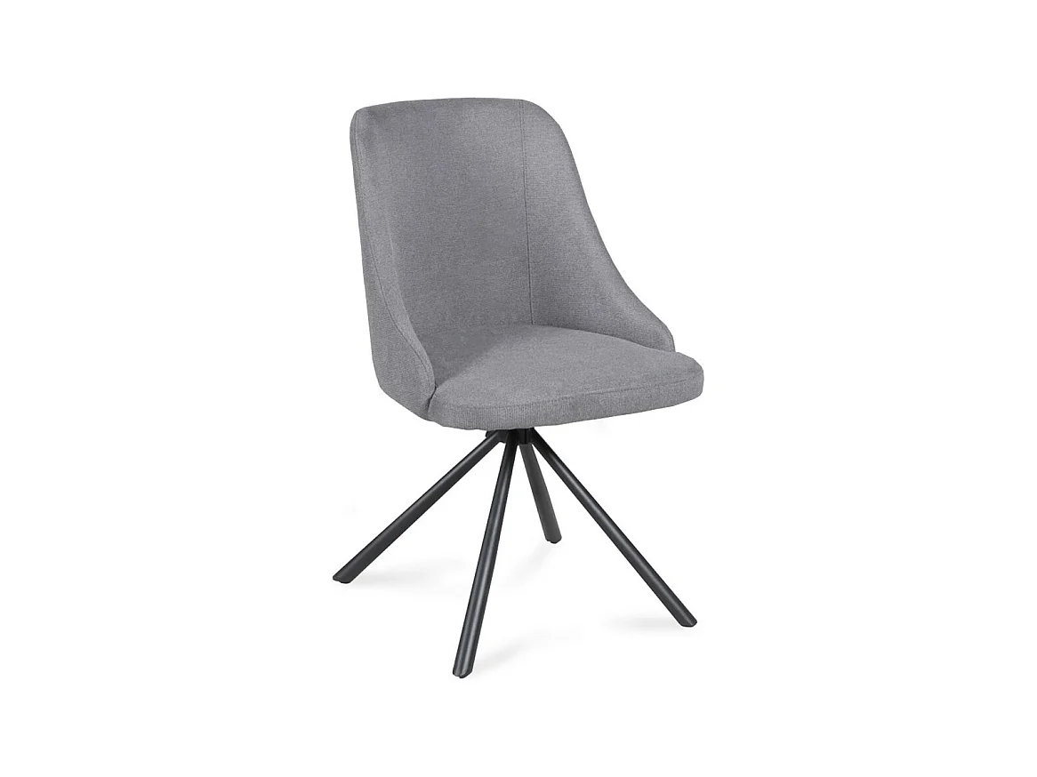 Lot de 4 chaises pivotantes en tissu  Gris clair pieds métal confortable HORA