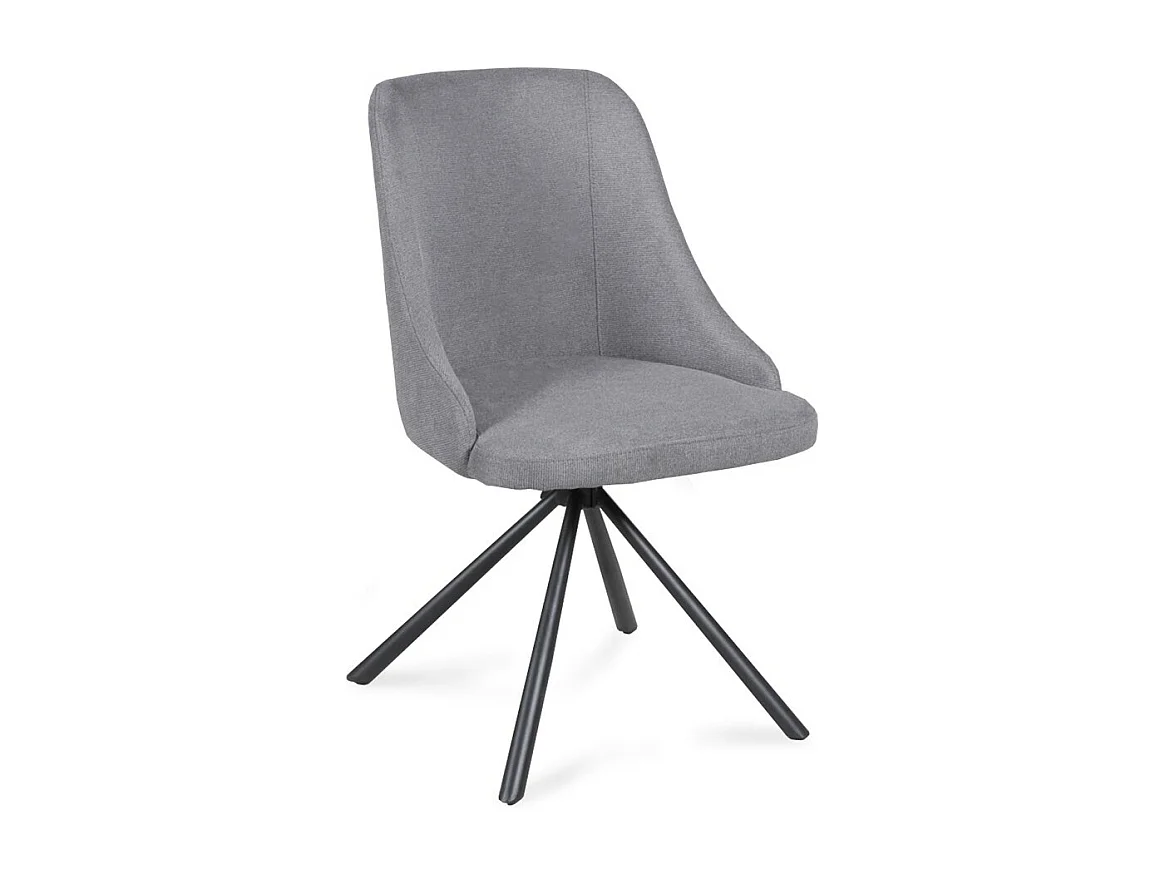 Lot de 4 chaises pivotantes en tissu  Gris clair pieds métal confortable HORA