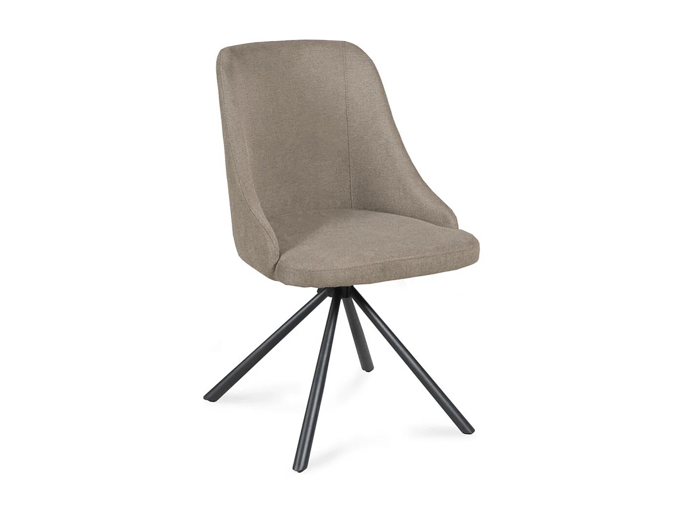 Lot de 4 chaises pivotantes en tissu  Beige pieds métal confortable HORA