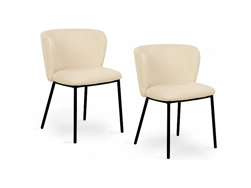 Lot de 2 chaises en tissu bouclettes confortable Beige
