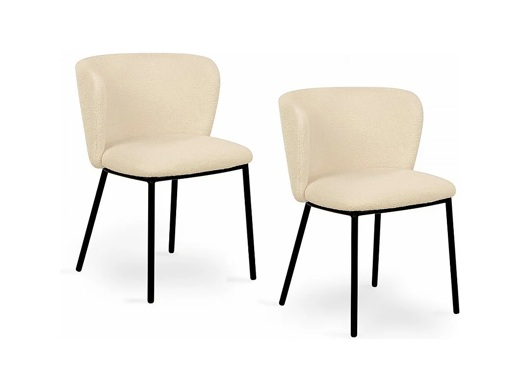 Lot de 2 chaises en tissu bouclettes confortable Beige
