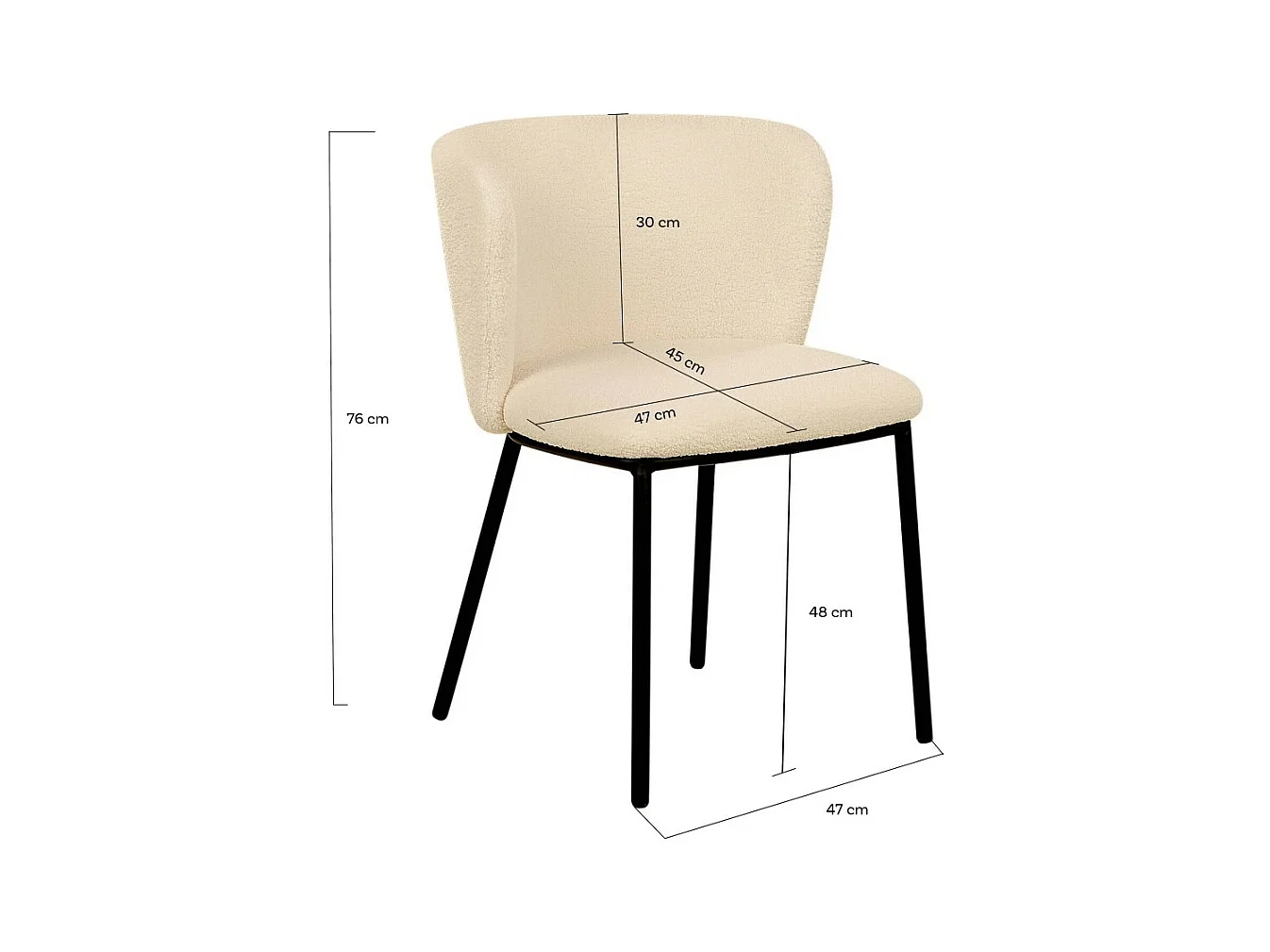 Lot de 2 chaises en tissu bouclettes confortable Beige