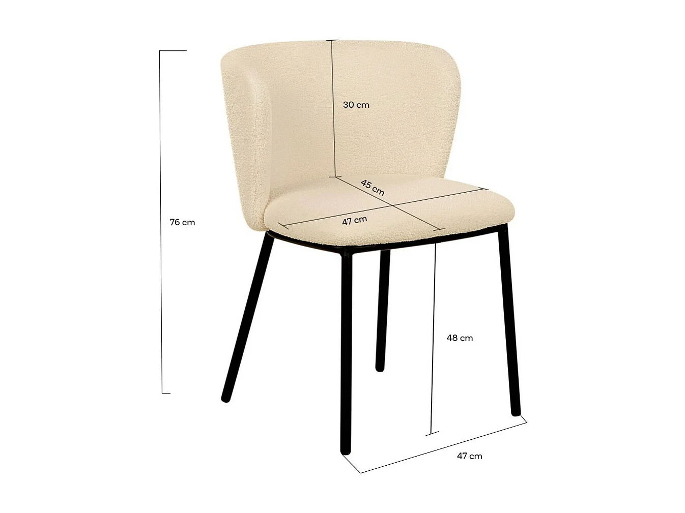 Lot de 2 chaises en tissu bouclettes confortable Beige