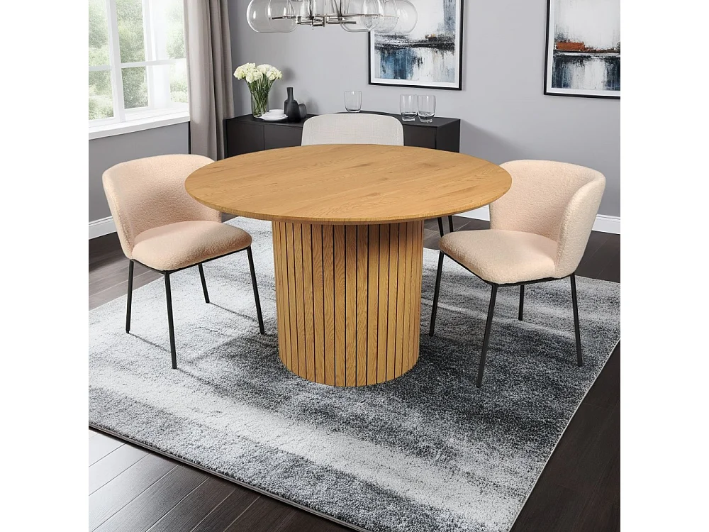 Lot de 2 chaises en tissu bouclettes confortable Beige