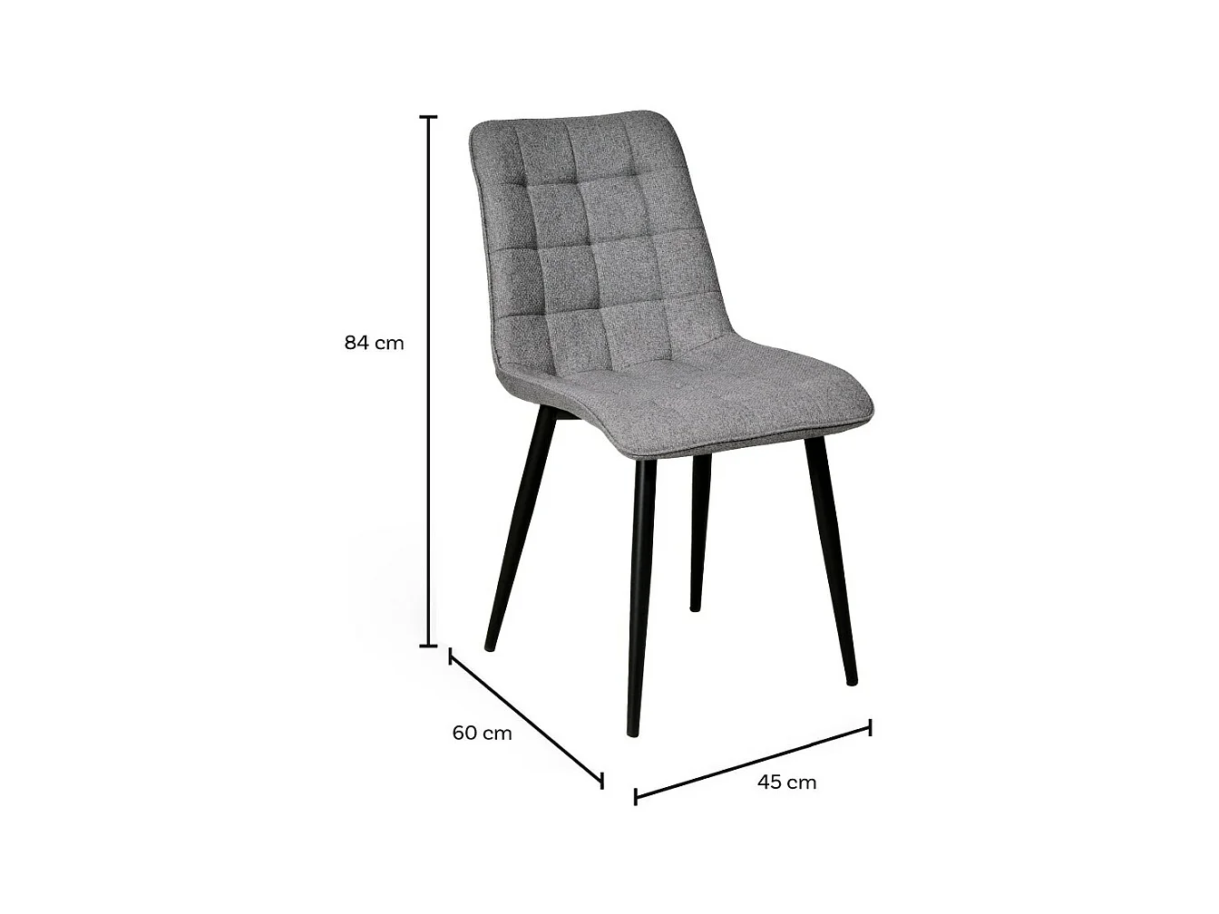 Lot de 4 chaises en tissu velours gris pieds métal confortable MILA