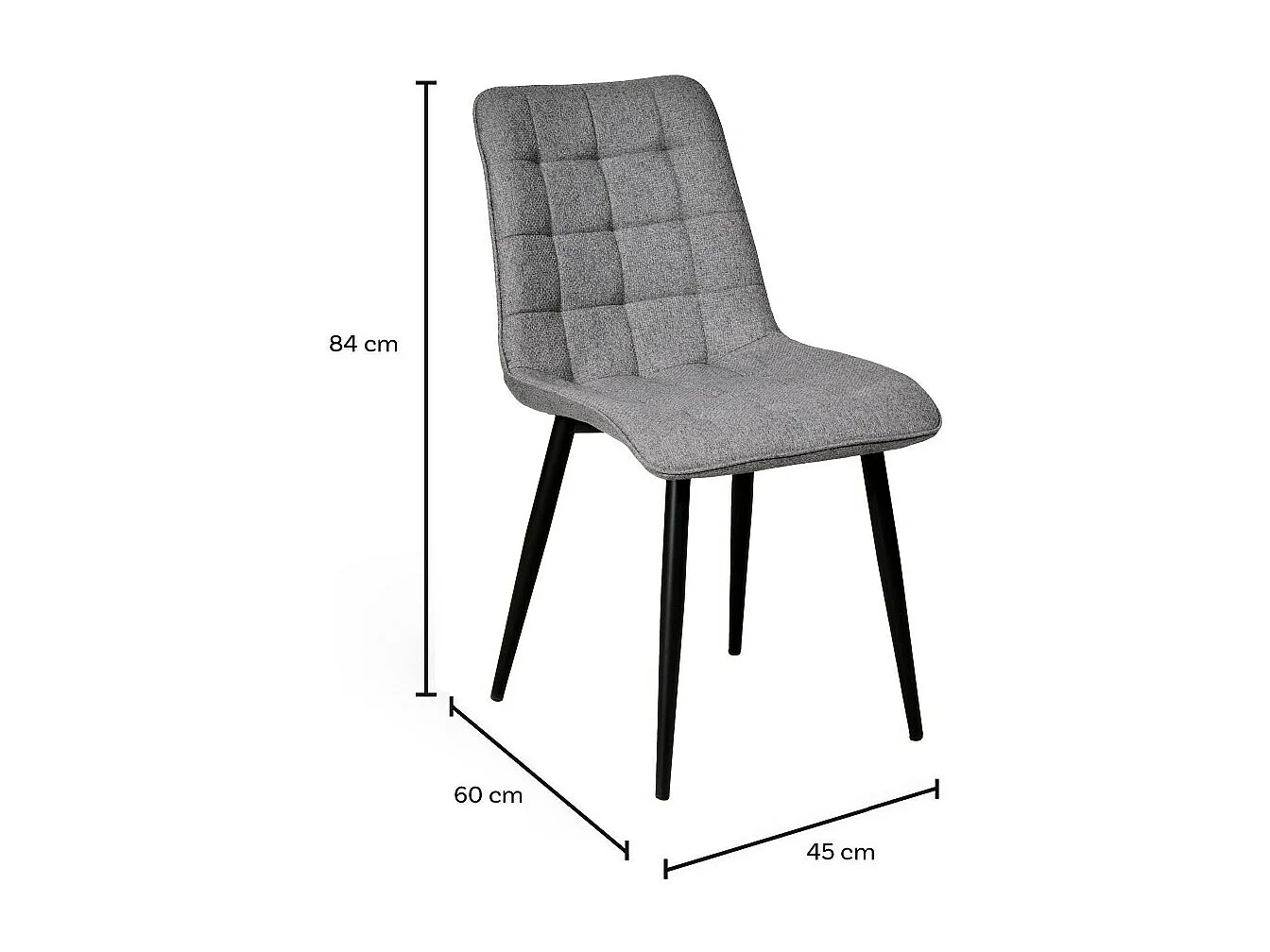 Lot de 4 chaises en tissu velours gris pieds métal confortable MILA