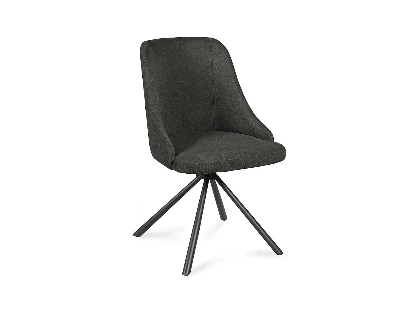 Lot de 4 chaises pivotantes en tissu  Gris foncé pieds métal confortable HORA