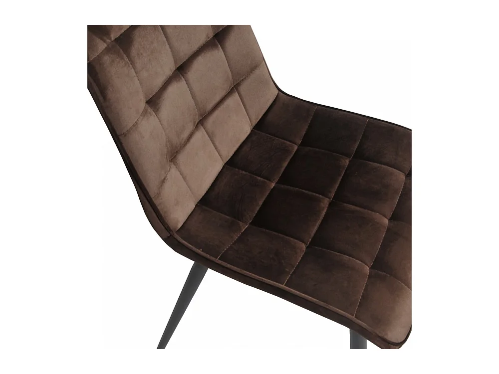 Lot de 4 chaises en tissu velours marron pieds métal confortable MILA