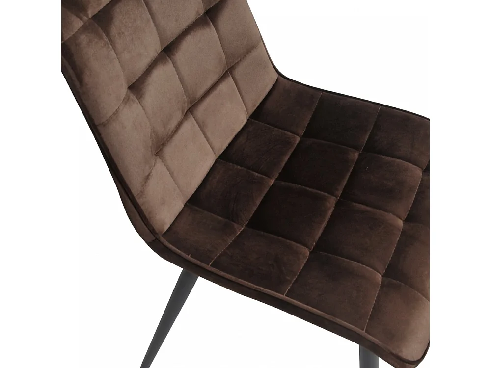 Lot de 4 chaises en tissu velours marron pieds métal confortable MILA