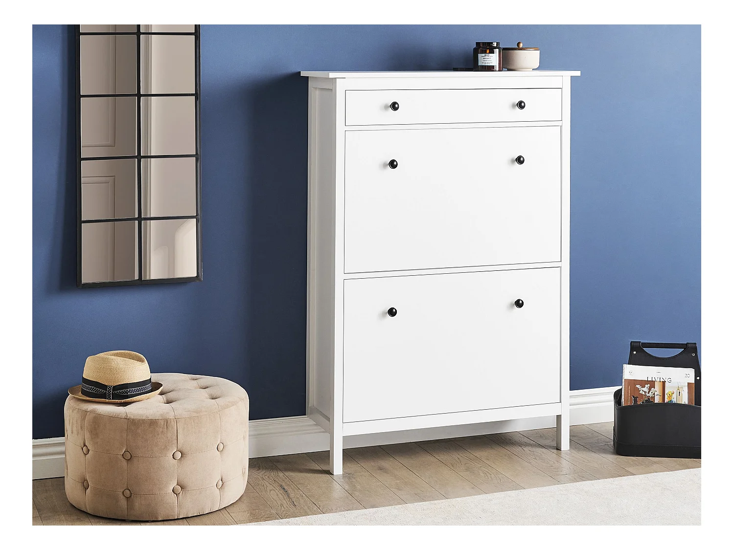 Schuhaufbewahrungsschrank 2 Klapptüren MDF Bis zu 10 Paar Schuhe Weiß Gibson