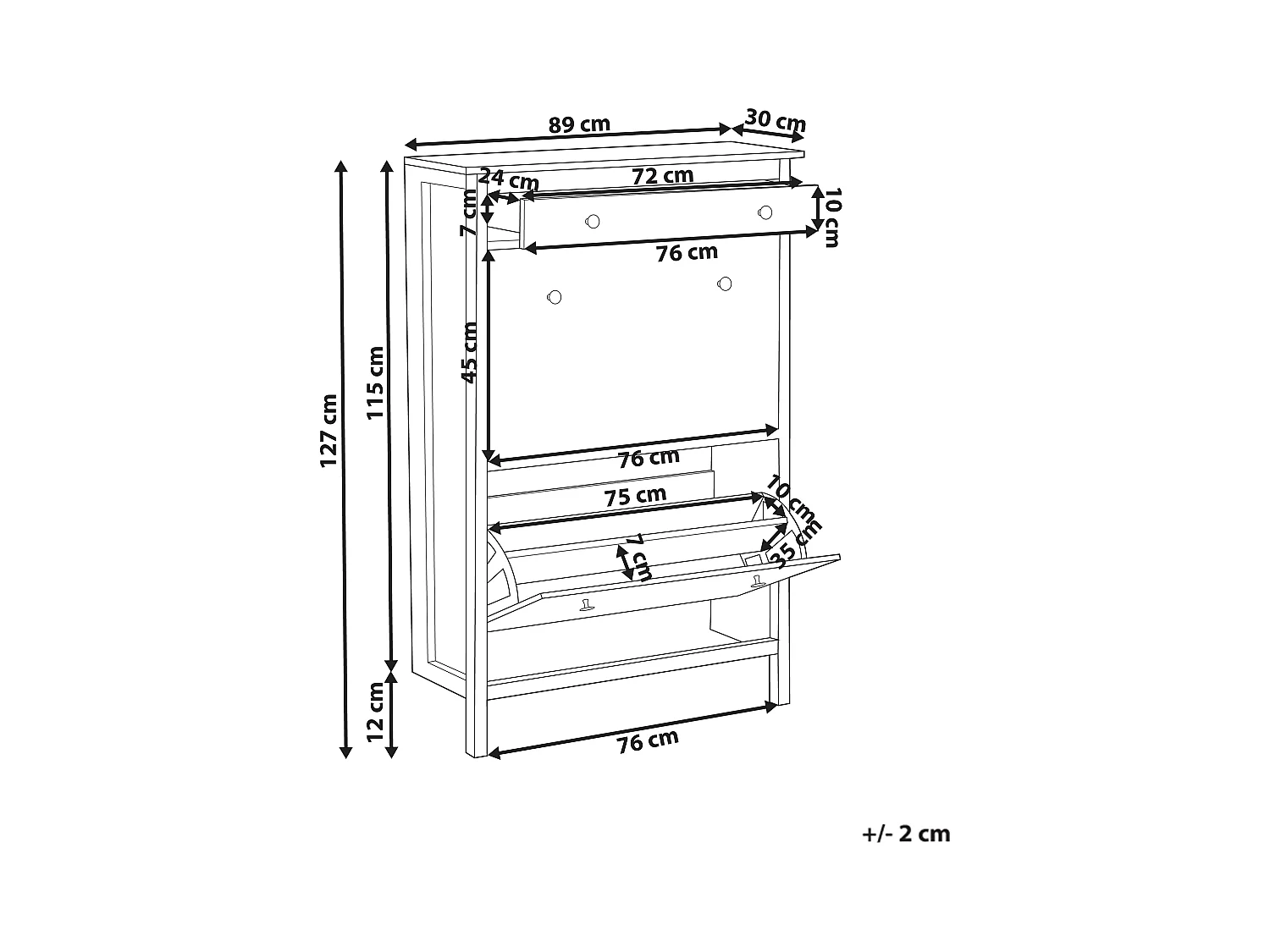 Schuhaufbewahrungsschrank 2 Klapptüren MDF Bis zu 10 Paar Schuhe Weiß Gibson