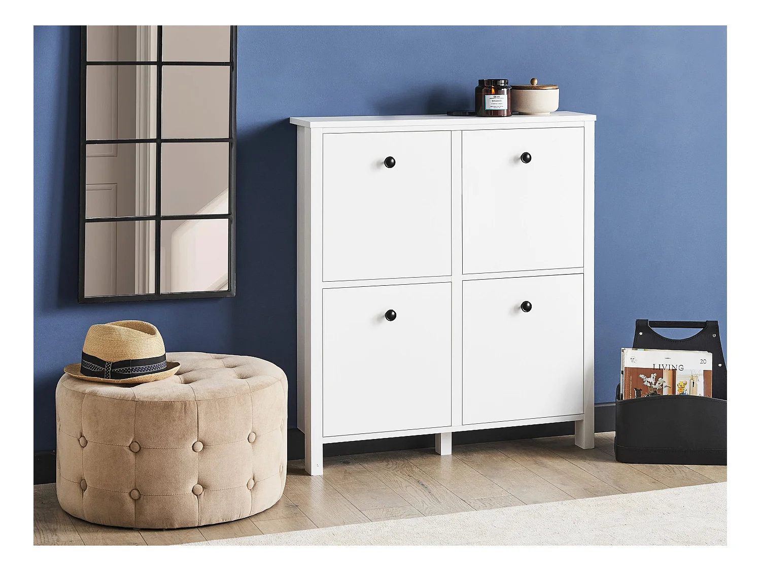 Schuhaufbewahrungsschrank 4 Klapptüren MDF Bis zu 10 Paar Schuhe Weiß Gibson