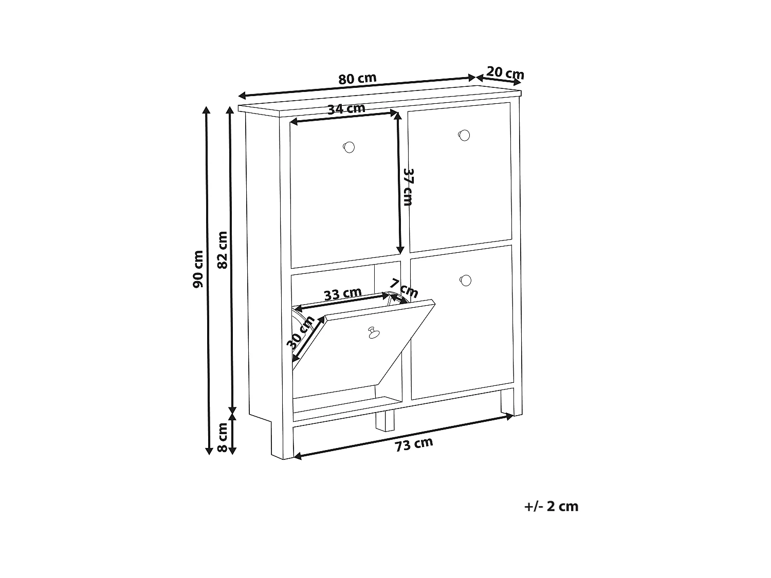 Schuhaufbewahrungsschrank 4 Klapptüren MDF Bis zu 10 Paar Schuhe Weiß Gibson