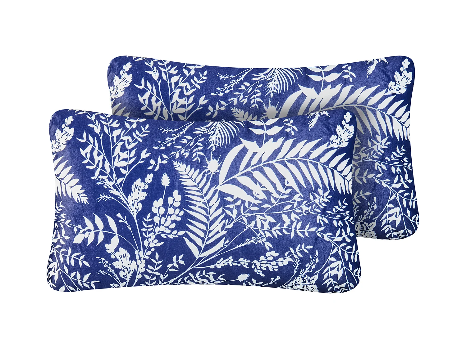 Lot de 2 coussins d'extérieur GLIMMER Motif de plante 30 x 50 cm Bleu