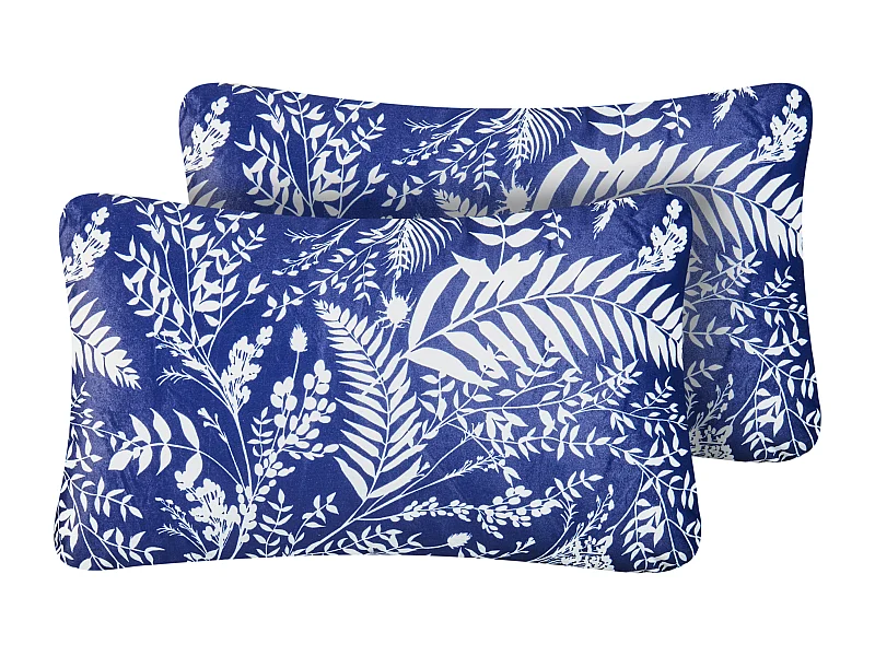 Lot de 2 coussins d'extérieur GLIMMER Motif de plante 30 x 50 cm Bleu